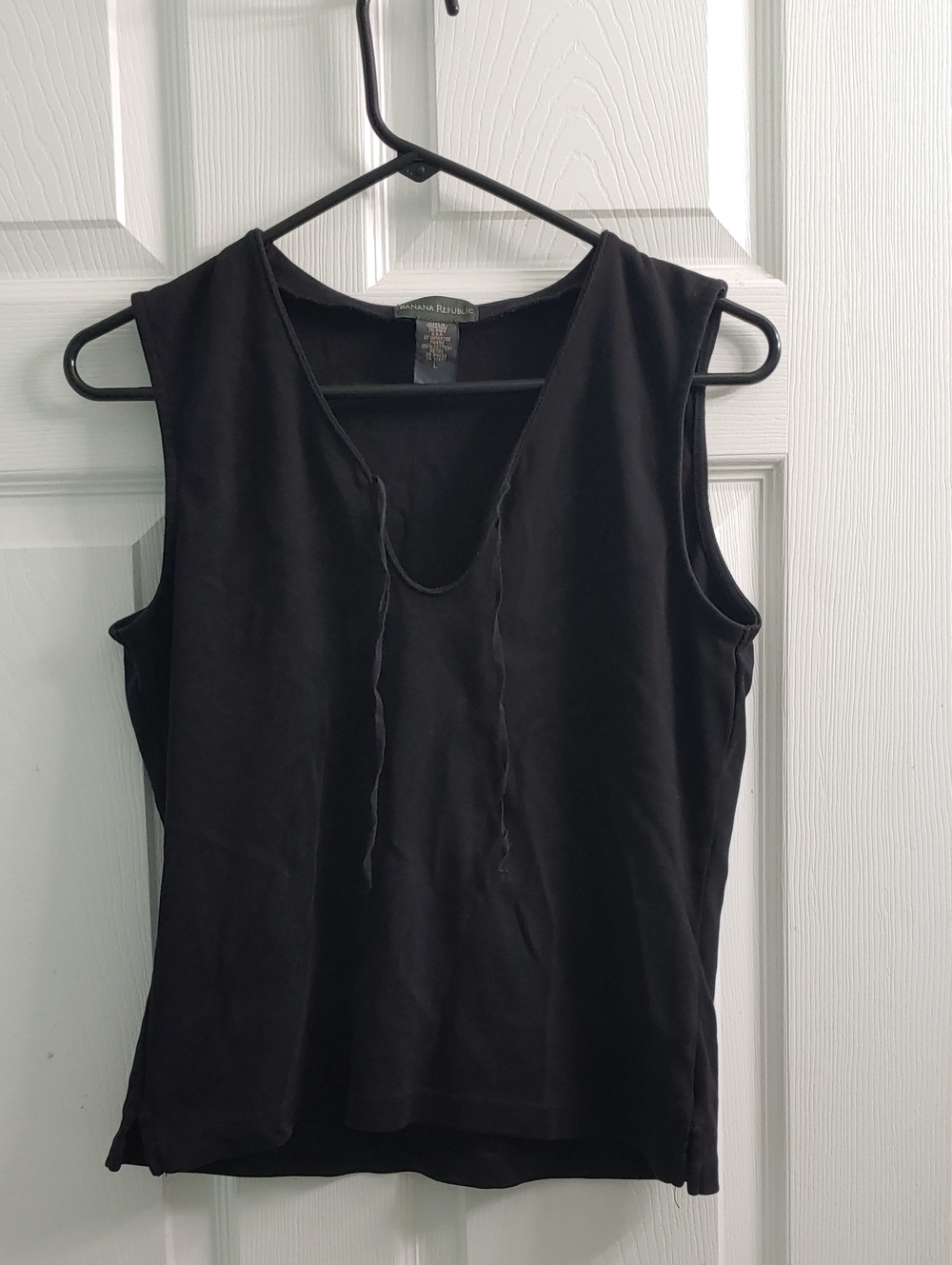 Banana Republic Y2K Black Tank Top Women's L Sleeveless Cotton V Neck Wide Strap